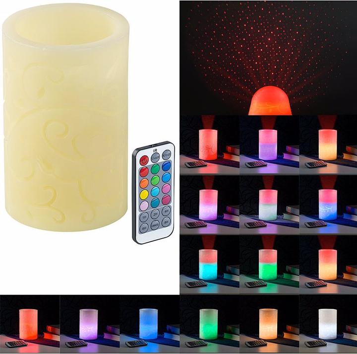 Produktbild Lunartec Echtwachskerze mit Farbwechsel, Laser-Projektor und Fernbedienung (1 x)