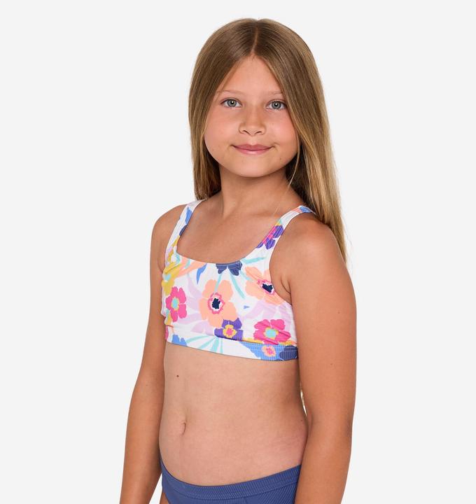 Image du produit Olaian Haut de maillot de bain brassière fleuri réglable Fille - 500 Nora blanc (140)