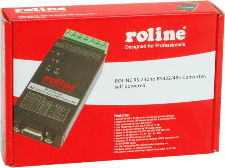 Produktbild Roline RS232 nach RS422/485 Konverter für DIN Hutschiene, selfpowered