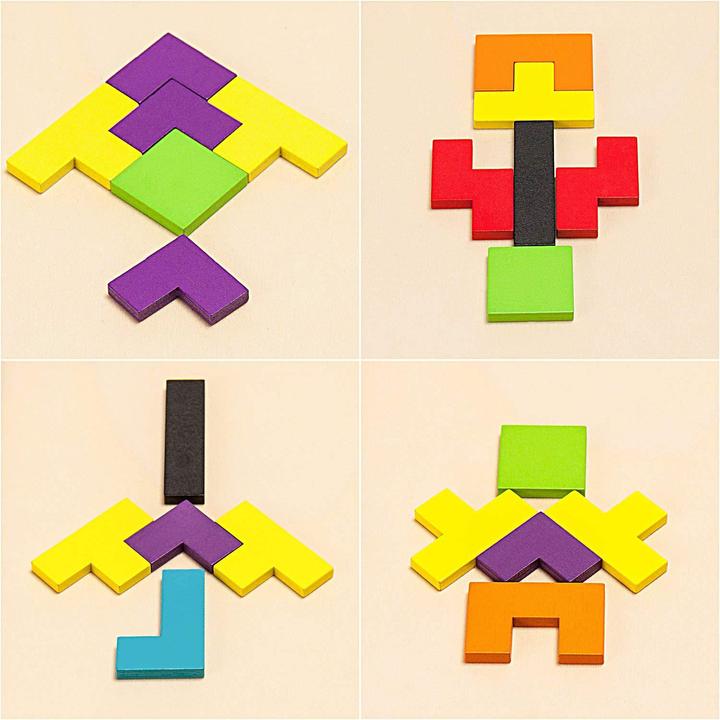 Actual product image PhoneLook Puzzle en bois Tetris, énigmes, blocs de construction en bois, éducation, découverte, enfant