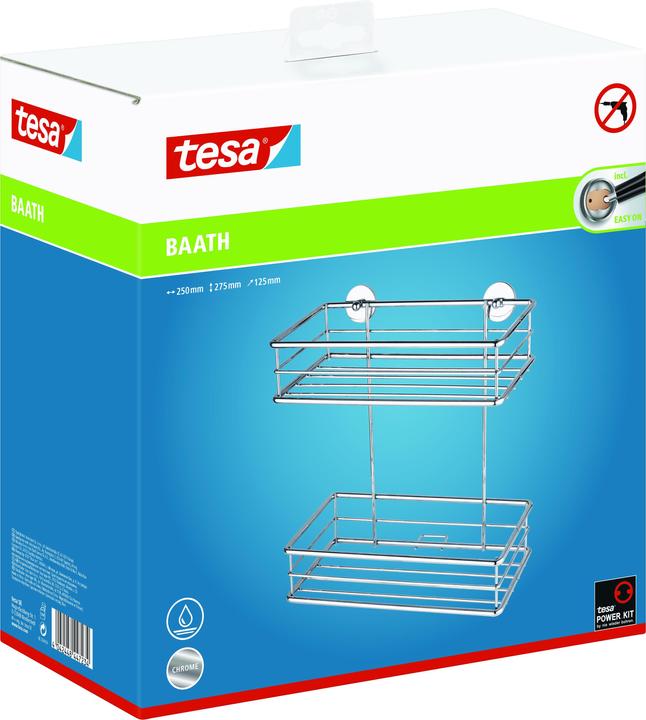 Actual product image tesa BAATH+ shower basket incl. adhesive solution without drilling