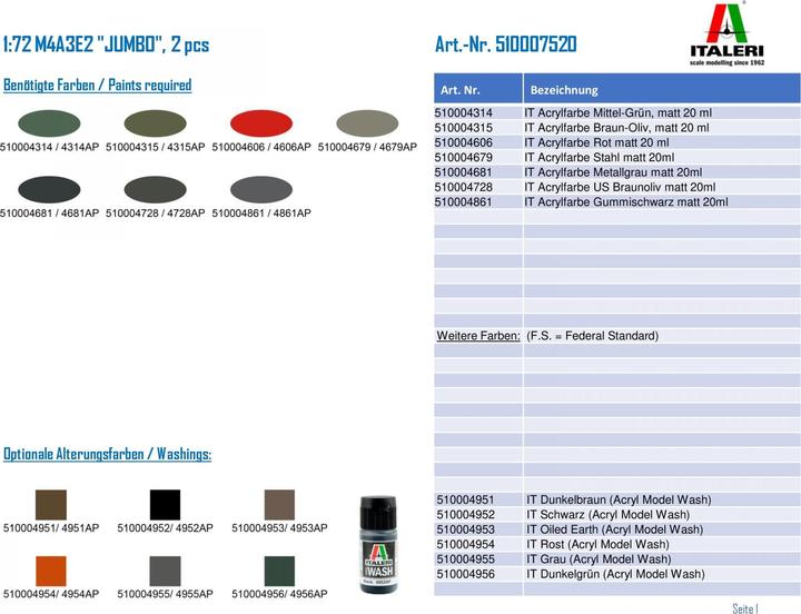 Immagine prodotto Italeri M 4 A3 E2 Jumbo