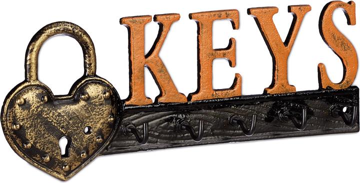 Actual product image Relaxdays Wall Mounted Key Holder, 5 Hooks (26 x 3 x 10 cm)