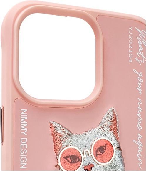 Actual product image Nimmy case iPhone 15 Pro Max 6.7" pink Glasses Cool Cat (Apple iPhone 15 Pro Max)
