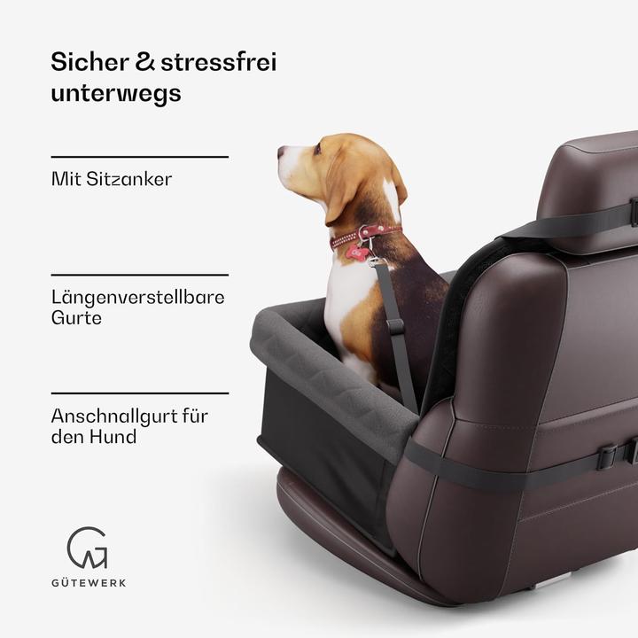 Image du produit Gütewerk Siège auto pour chiens pour Bouledogue français, Chihuahua, & Teckel (Chien, Lavable, Pliable)