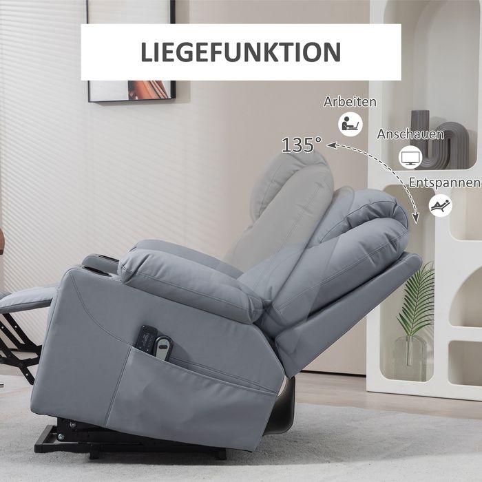 Actual product image Swisshandel24 TV armchair stand-up aid electric massage function reclining function remote control grey