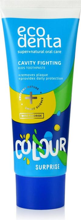 Immagine prodotto Ecodenta Dentifricio colorato a sorpresa per combattere la carie dei denti dei bambini (75 ml)