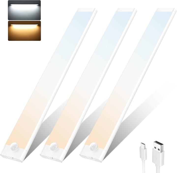Actual product image Tailcas 3er Set LED Unterbauleuchte mit Bewegungsmelder (360 lm)