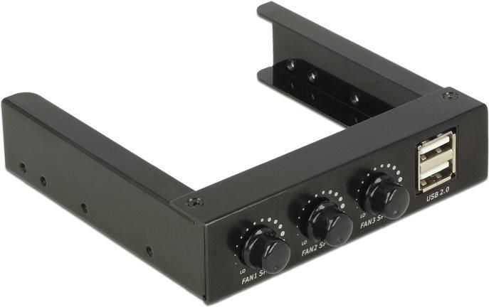 Actual product image Delock Front Panel 3.5", 2x USB 2.0 black (pin header) + fan controller