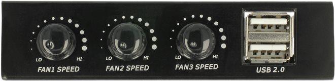 Actual product image Delock Front Panel 3.5", 2x USB 2.0 black (pin header) + fan controller