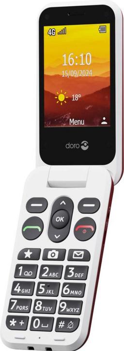 Produktbild Doro Leva L20, Clamshell, Single SIM, 7,11 cm (2,8"), 2 MP, 1150 mAh, Rot, Weiss (2.80", 2 Mpx, 4G)