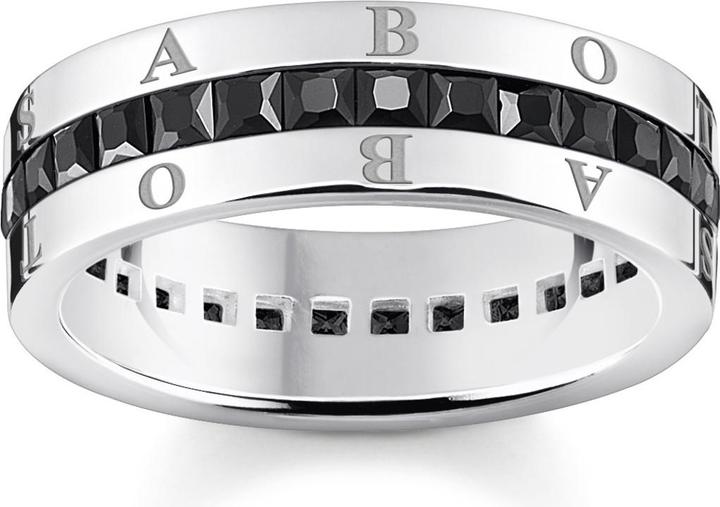 Immagine prodotto Thomas Sabo Anello a fascia con pietre nere pavé in argento (48, 925 Argento)
