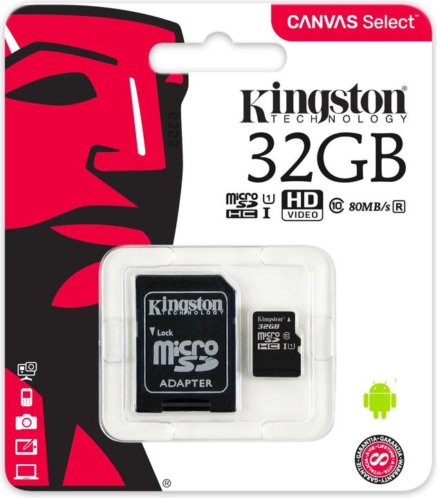 Image du produit Kingston Canvas Select Plus (32 Go, microSDHC, U1, UHS-I)
