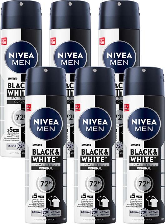 Produktbild NIVEA Multipack Black & White Invisible Original Spray (6 Stück) (Spray, 150 ml)