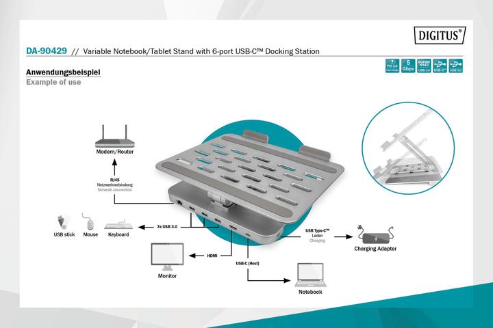 Actual product image Digitus DA-90429 (USB-C, 6 Ports)