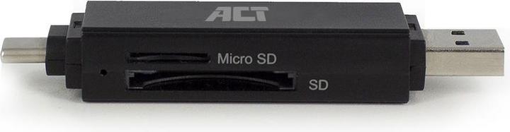 Actual product image USB 3.2 card reader, SD/micro SD, USB-C or USB-A, black (USB-C 3.2 Gen 1)