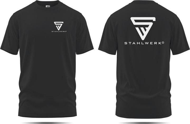 Stahlwerk T-Shirt Schwarz Grösse XXXL Kurzarm-Hemd mit Logo-Print 100% Baumwolle (3XL)