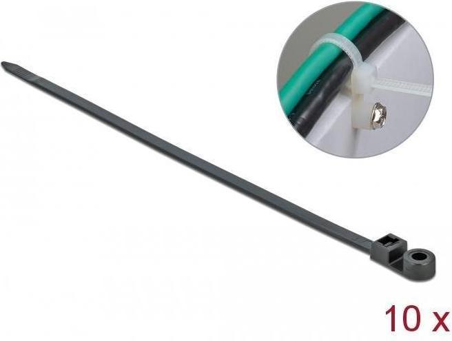 Image du produit Delock Cable tie avec oeillet de fixation (Serre-câbles en plastique, 400 mm, 10 pcs)