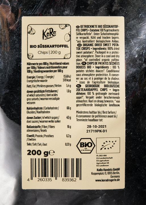 Image du produit KoRo Chips de patate douce séchées bio (200 g)
