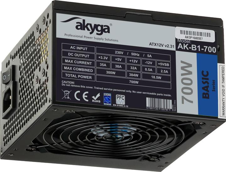 Image du produit Akyga AK-B1-700BE Alimentation ATX 700W Juodas EDITION P4+4 PCI-E SATA PPFC 12 cm (700 W)