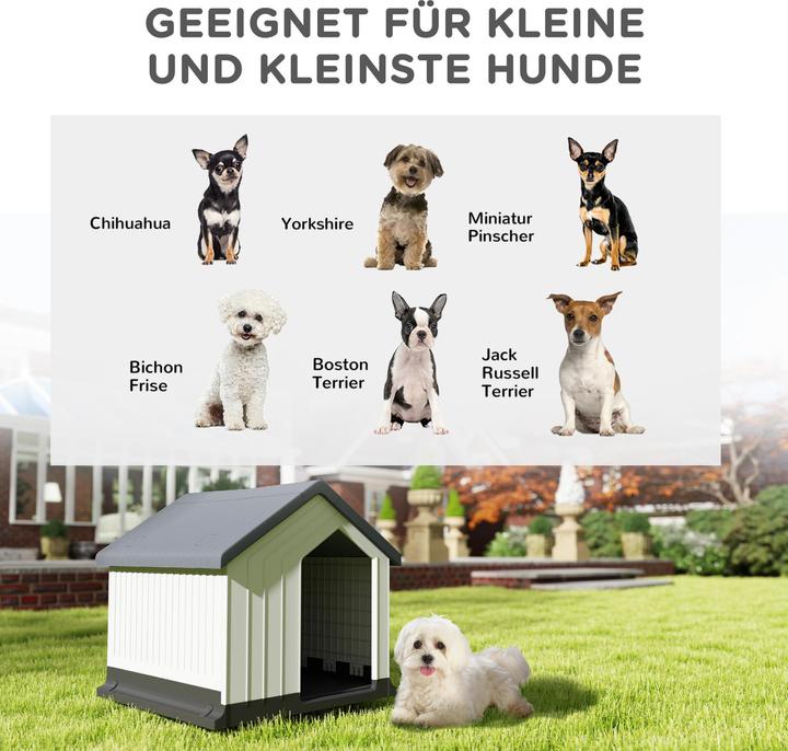 Produktbild PawHut Hundehütte Kunststoff Grau+Weiss (Hundehütte)