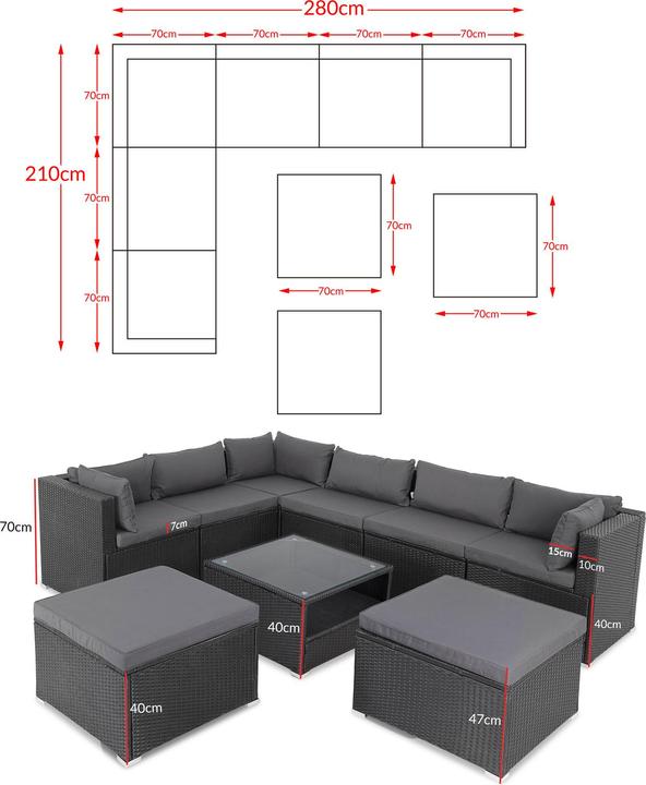 Produktbild Casaria Polyrattan Lounge Set
