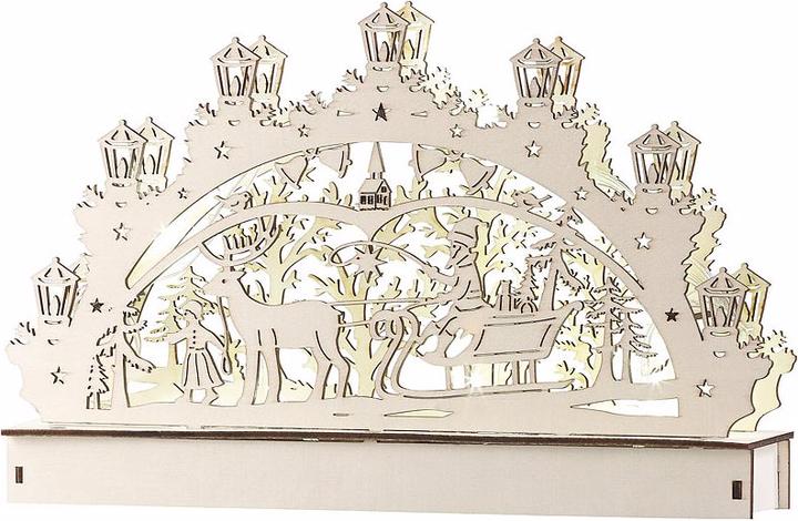Actual product image Britesta Wooden candle arch with LED lighting and reindeer motif
