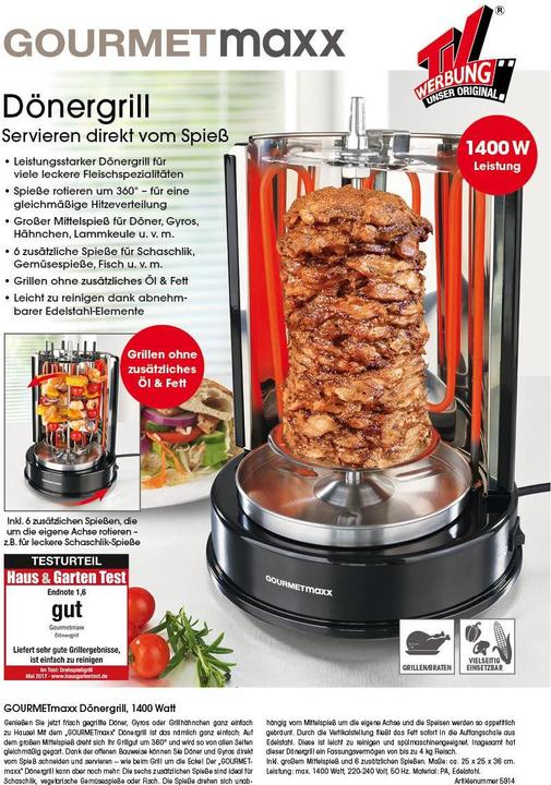 Image du produit Gourmetmaxx Grille pour kebab 05914