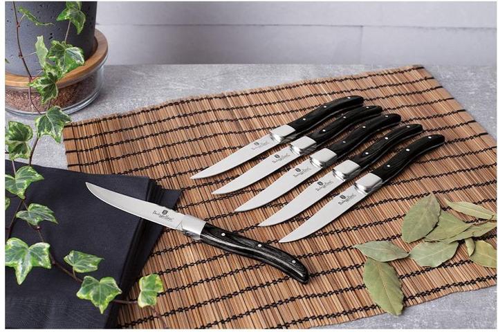 Productafbeelding BerlingerHaus 6-delig steakmes met zwart houten handvat (BH/2469) (6 Stuk, Mes)