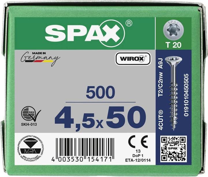 Produktbild Spax Spanplattenschrauben SK T20 4,5x50 mm (500 Schrauben pro Stück)