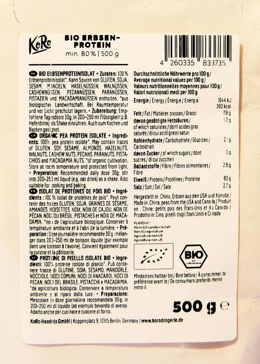 Produktbild KoRo Erbsenprotein (Natur, 1 Stk., 500 g)