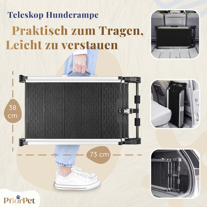 Produktbild Priopret Ausziehbare Hunderampe (Hund, Faltbar, Sicherheitsverschluss, Reflektoren)
