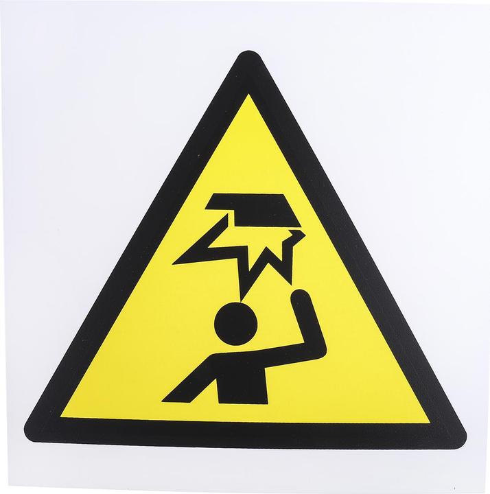 Actual product image Rs Pro Danger warning sign plastic, obstacle above head height lettering, 200 mm x 200mm