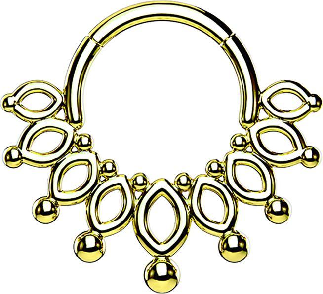 Produktbild Star Piercing Micro Segmentring klappbar vergoldet Krone mit Kugeln (Chirurgenstahl 316L, ohne Messing)