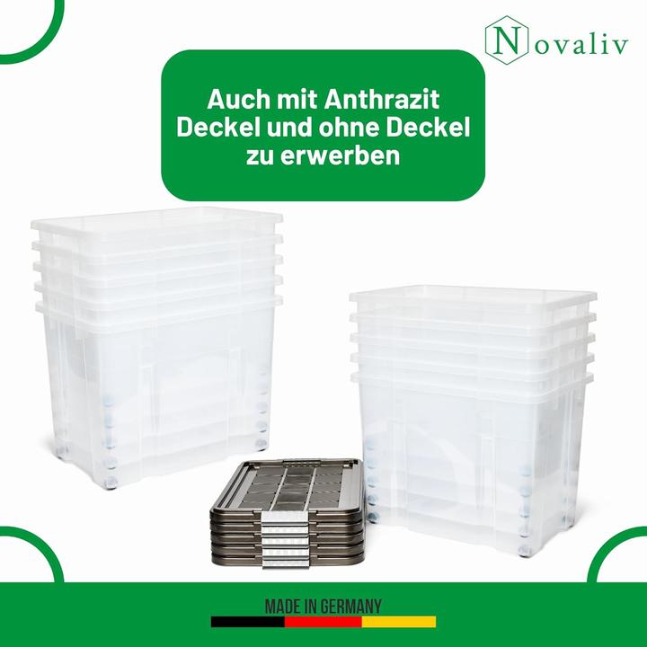 Produktbild Novaliv XXL Aufbewahrungsbox mit Deckel Gross 80L transparente Nestbar stapelbare Plastikbox mit Clip (61 x 40 x 45 cm, 80 l)