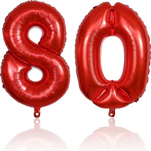 Immagine prodotto Hermex Pallone numero numero 80 pallone in foil pallone ad elio pallone rosso 81cm