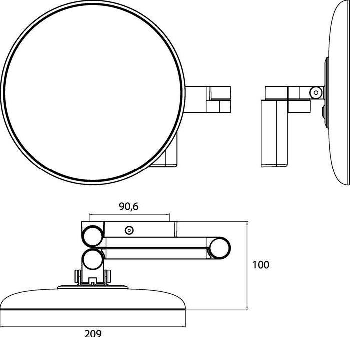 Produktbild Emco LED-Rasier-/Kosmetikspiegel EVO rund, Wandmodell, 2-armig 3-fach schwarz