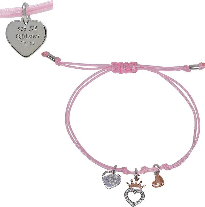 Disney Armband Princess Herz, 925 Sterling Silber (17 cm, 925er Silber, Textil)