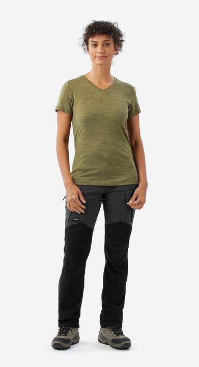 Image du produit Forclaz T-shirt manches courtes en laine mérinos femme, Merino Fresh kaki (S)
