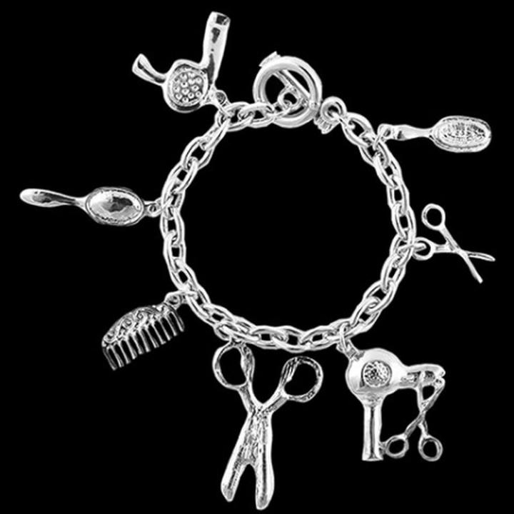 Actual product image A&A Bracelet with pendant hairdressing utensils
