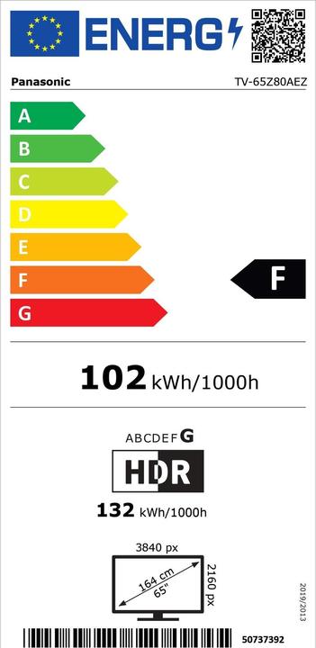 Energie-Label Panasonic TV-65Z80AEZ (65", OLED, 4K, 2024)