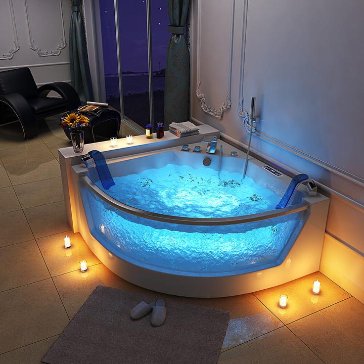 Produktbild Home Deluxe Whirlpool Badewanne mit LED Lichttherapie NAUTICA L - 140x140cm (140 cm, 140 cm)