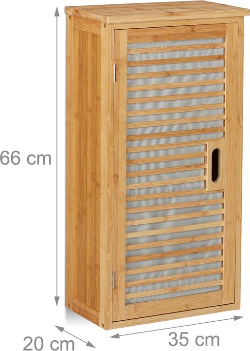 Actual product image Relaxdays Bamboo Wall-Mount Bathroom Cabinet, 2 Tiers (35 x 20 x 66 cm)