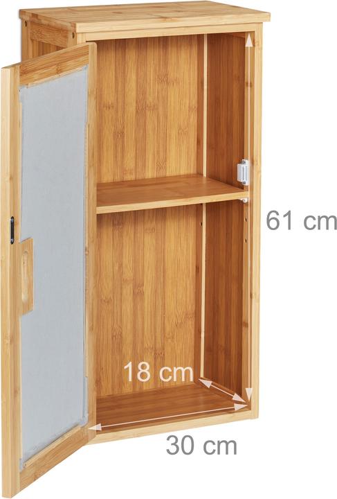 Actual product image Relaxdays Bamboo Wall-Mount Bathroom Cabinet, 2 Tiers (35 x 20 x 66 cm)