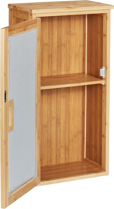 Actual product image Relaxdays Bamboo Wall-Mount Bathroom Cabinet, 2 Tiers (35 x 20 x 66 cm)