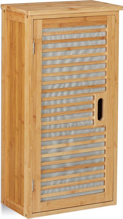 Actual product image Relaxdays Bamboo Wall-Mount Bathroom Cabinet, 2 Tiers (35 x 20 x 66 cm)
