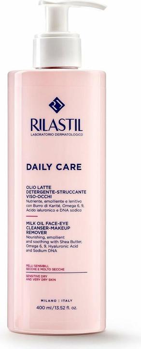 Rilastil Daily Care Reinigungsmilchöl für Gesicht und Augen Pflegende Make-up-Entferner für empfindliche und (Reinigungsmilch, 400 ml)