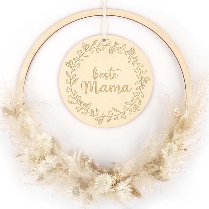 Geschenkkörbe CH Flower Loop Muttertag "Beste Mama", weiss (Trockenblumen)