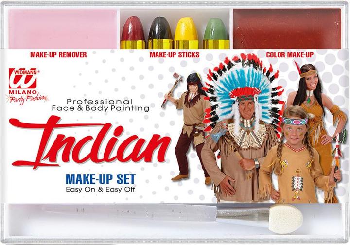 Actual product image Magni Widmann 02405 - Indian make-up set, 4 pencils, burgundy and white make-up in bowl, brush, yarn