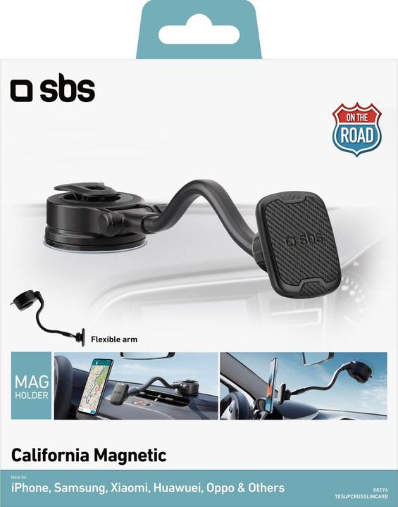 Actual product image SBS Universal car mount with articulated arm, suction cup and magnetic pull black